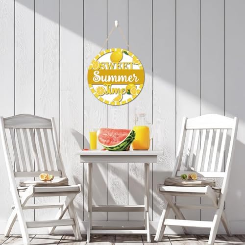 HOURIA 3D Lemon Wooden Door Sign,Sweet Summer Time Welcome Wreath Sign Front Door Decor,Summer Lemon Decorations for Home Kitchen Classroom,11.4"X11.4" - Image 4
