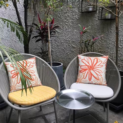 Pyonic Outdoor Waterproof Pillow Covers Pack of 2 Dahlia Water Resistant Decorative Outdoor Pillow Covers 18x18 inch Square Patio Pillows for Funiture Garden,Orange - Image 7