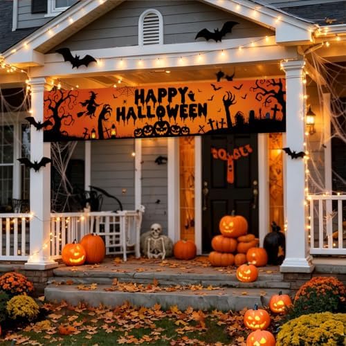 Happy Halloween Banner Outside Halloween Decorations Yard Party Porch Sign - Image 6