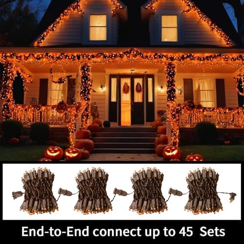 LAMPHOME Orange Thanksgiving Mini Lights, 21.6FT100 LED Autumn Fall String Lights,Connectable 120V Plug in for Outdoor Indoor Garden Party Halloween Christmas Xmas Tree Lights Yellow Decor - Image 5