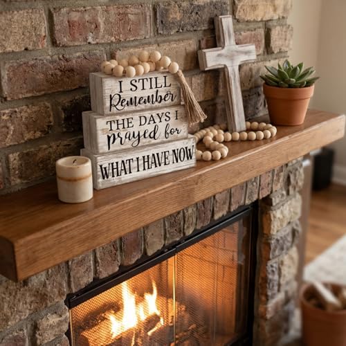 Yuntau 4 Pcs Farmhouse Wooden Tabletop Decor Rustic Retro Wood Bead Garland - Image 3