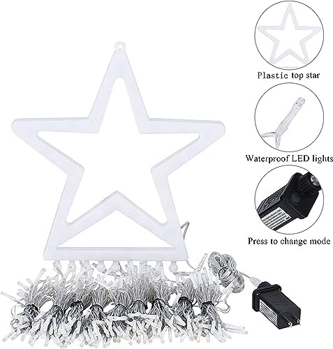 Outdoor Christmas Decorations Star String Lights, 320 LED 11.5 ft Waterfall Tree Lights with 8 Lighting Modes Christmas Star Lights for Indoor Outdoor Yard Home Festival Party Xmas New Year Decor - Image 7