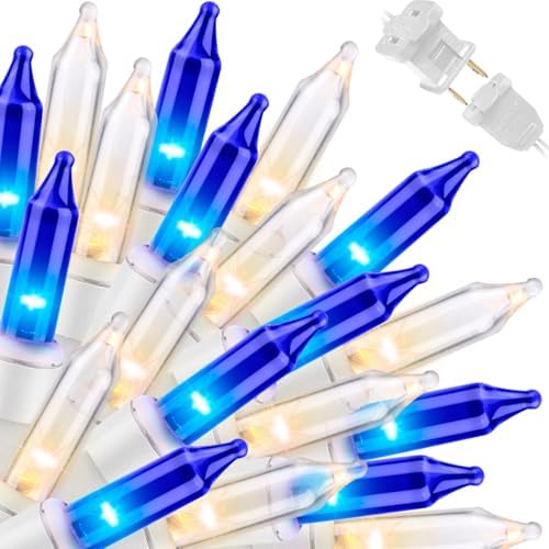 LAMPHOME Blue Clear Christmas String Lights, 150 Count 31.9FT Incandescent Mini Fairy Lights, UL Certified White Wire Hanukkah Lights for Indoor Outdoor Holiday, Xmas Tree, Hanukkah & Patio Decor by ULL