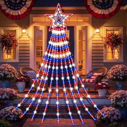 Huquary 4th of July Waterfall String Lights Led, 2 ft - Image 4