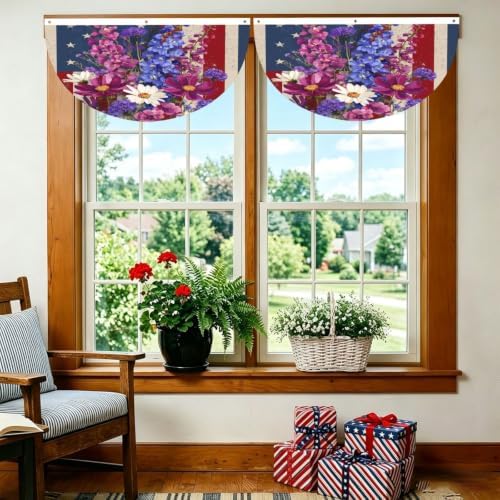 Red White Blue Flowers Semicircular Hanging Decorative Bunting Flag 2pcs - Image 6