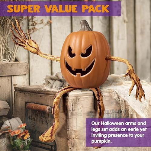 JOYIN Halloween Pumpkin Arms and Legs Set Decorations, Spooky Halloween Decorations for Pumpkin, Decorating Supplies Indoor Outdoor Home Party Fall - Image 2
