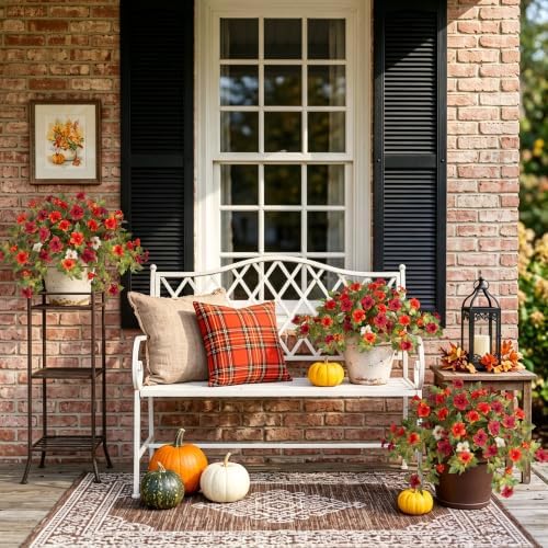 Ammyoo Artificial Fall Flowers Fake Petunias Plants for Outdoor Decoration - Image 3