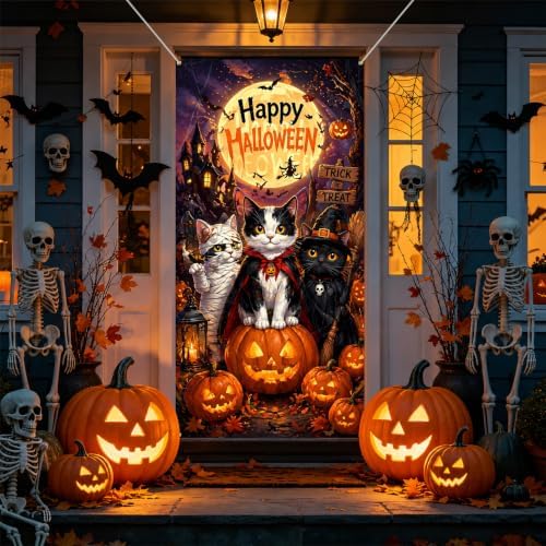 Halloween Door Cover, Fabric Front Door Porch Sign for Halloween Party - Image 4