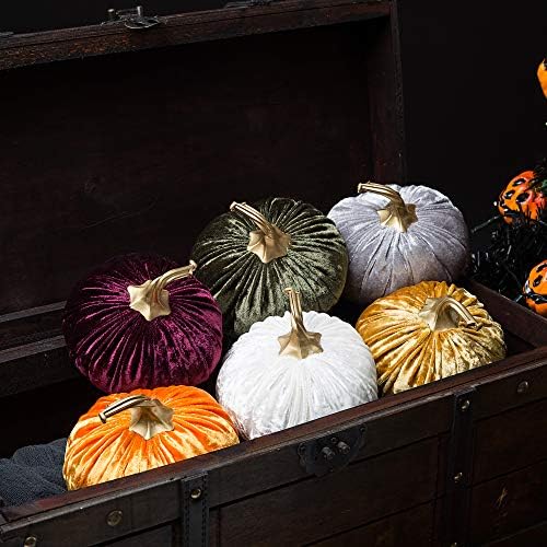 Ogrmar 6PCS Handmade Velvet Pumpkins for Halloween Thanksgiving Decoration - Image 2