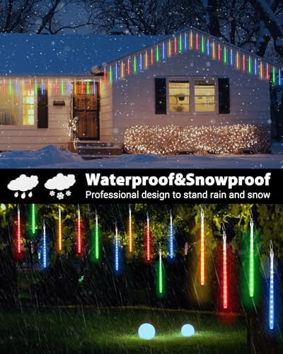 Christmas Lights 20 Tubes Multicolor Meteor Shower Icicle Lights 480 LED - Image 5