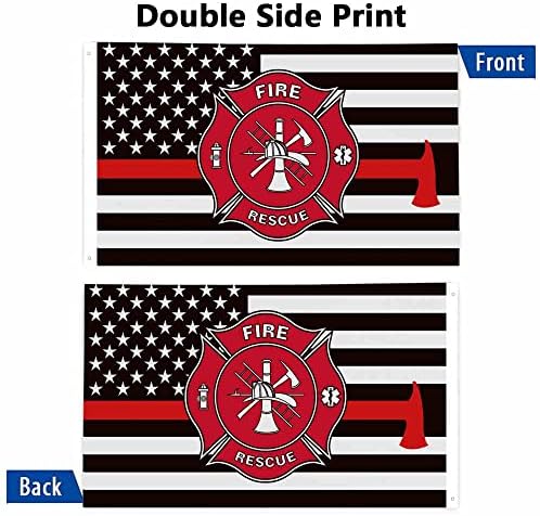 Yekiua Firefighter Flag 3X5 Outdoor Fire Department Thin Red Line American Flag Cross Double Sided Flags All Weather Long Lasting With 2 Brass Grommets - Image 3