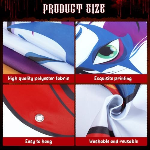 Tiamon Halloween Creepy Clown Decorations Door Banners Carnival Party - Image 3
