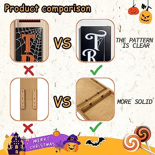 Halloween Porch Sign Decor "Trick or Treat" Wooden Hanging Sign Door Porch Standing Decorative Signs for Front Door Farmhouse Outdoor Indoor Welcome Sign Wall Craft Decor 47.2"H - Image 4