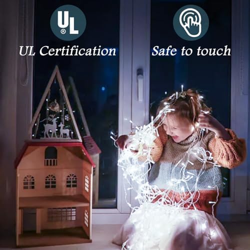 Cool White Christmas Lights Outdoor, 65ft 640 LED Icicle Lights for Outside House with Connectable Clear Wire 8 Modes Timer, Plug in Waterproof for Eaves Yard Party Indoor Holiday Decoration - Image 4