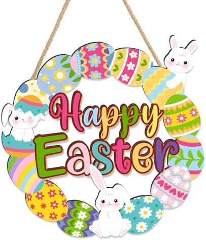 Britimes Welcome Door Sign, Wooden, for Front Door, Easter Spring by Britimes