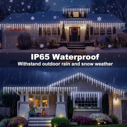 Christmas Icicle Lights Outdoor, 16.4FT Crystal String Light with 40 Ice Shaped Tubes with 8 Modes, Connectable Waterproof Hanging LED Christmas Lights Plug in for Eave Home Holiday Party Xmas Decor - Image 5