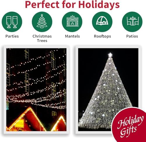 LAMPHOME 33ft Christmas Decorative Mini Lights, 100 LED Transparent Wire Fairy Starry String Lights Plug in, 16 Lighting Modes, for Indoor Outdoor Xmas Tree Wedding Party Decoration (White) - Image 6