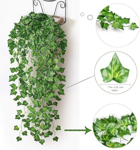 Comtelek 252 FT Artificial Ivy 36 Pack Ivy Vine Garland Ivy Leaves Greenery Garlands Clip Hanging Fake Leaf Plants Faux Green Flowers Decor Home Kitchen Garden Office Wedding Wall - Image 2