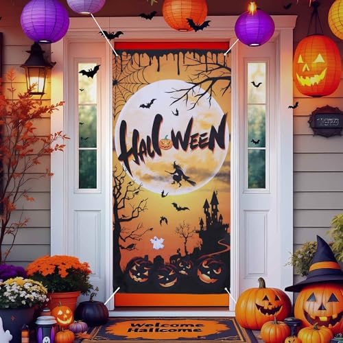 Halloween Decorations Door Cover Decor for Front Door Porch Outdoor Decor Window Wall by BULLSPANN