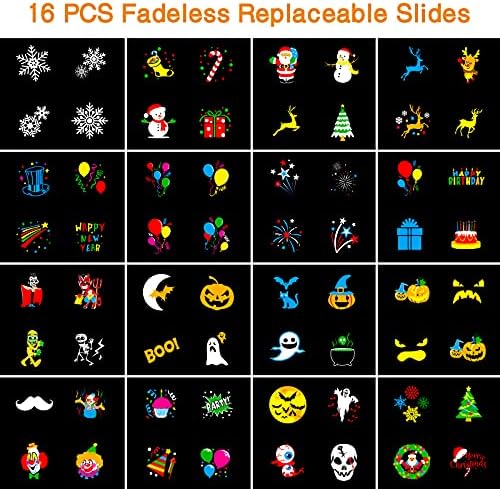 Halloween Projector Lights Outdoor, Year Round 10 Festival Theme 16 Slides Holiday Projector Light, Waterproof Halloween Decorations Led Projector with Remote Control,Timer - Image 2