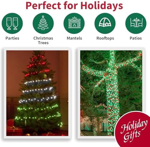 LAMPHOME Red Green White Christmas Lights Decoration, 500Lights 165ft Mini Bulb String Lights Plug in for Indoor Outdoor Christmas Tree Garden Patio Wedding Decor - Image 6