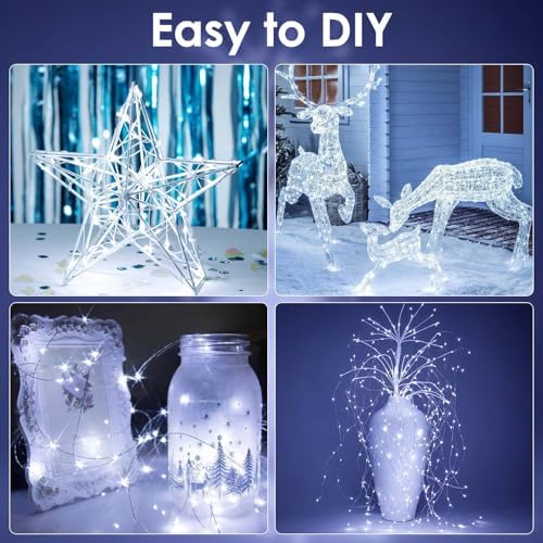 2 Pack Fairy Lights Battery Operated with Remote 66FT 200 LED Cool White - Image 5