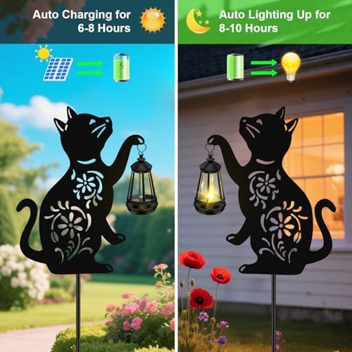 Solar Cat Hanging Lantern Outdoor,1 Pack Black Cat Solar Lights - Image 4