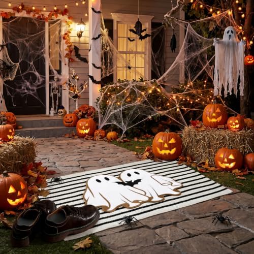 Duraaamo 2 Pcs Halloween Doormat Outdoor Ghost Coir Welcome Mat, Non Slip - Image 6