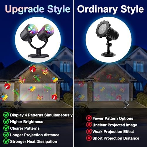 Toodour LED Projector Lights Indoor Outdoor, Double Head Dynamic Wall Lights Projector with Timer, Waterproof Indoor Outdoor Decorations Light for Garden Yard Home Window Wall Decor - Image 6