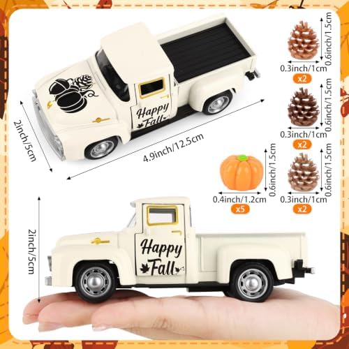 Fall Thanksgiving Pumpkin Truck Mini Metal Truck for Fall Tiered Tray Decor - Image 2