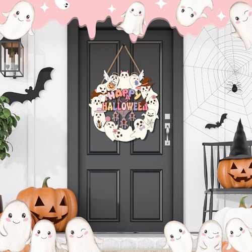 Britimes Halloween Pink Welcome Door Sign, Wooden, for Home Decor - Image 2