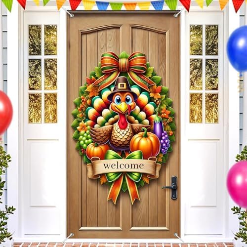 BlissYard Thanksgiving Turkey Door Cover Fall Decor 35 x 71 Inch - Image 2
