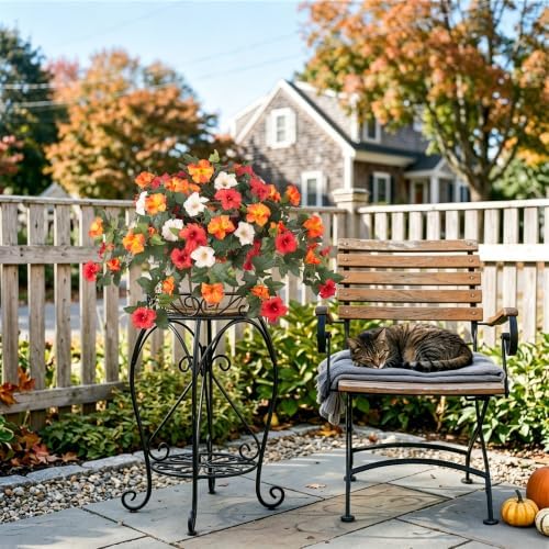 Ammyoo Artificial Fall Flowers Fake Petunias Plants for Outdoor Decoration - Image 6