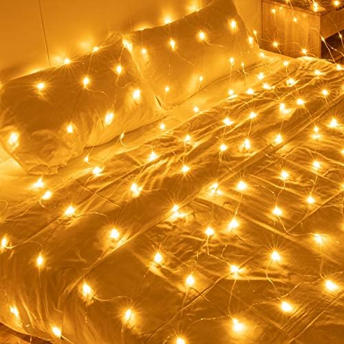 AWQ 200 LED 9.8ftx6.6ft String Lights Net Mesh Christmas Lights Warm White by AWQ