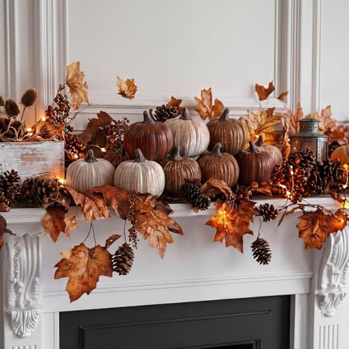 Geelin 12 Pcs Brown Rustic Fall Pumpkin Decor Resin Pumpkins for Thanksgiving Decorations Farmhouse Decorative Pumpkins 2.36" for Fall Home Decor Autumn Tabletop Centerpiece Harvest Wedding - Image 4
