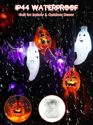 3D Pumpkin Bat Ghost Halloween String Lights Battery Operated with Remote - Image 3