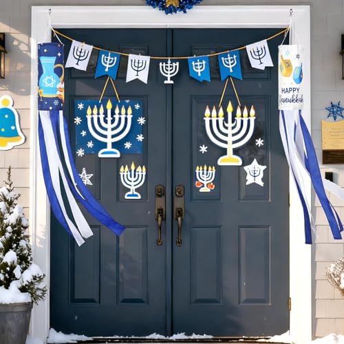 NOVWANG 2 Pack Hanukkah Wind Socks, 40 Inch Happy Hanukkah Windsock Outdoor Hanging Decoration for Garden Yard Porch Patio Home Holiday Decor - Image 4