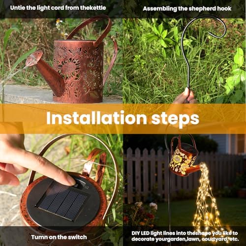 Sunflowers Solar Lights Outdoor Garden Sunflower Gifts, Gardening Gifts, Solar Watering Can Lantern Gifts for Mom Grandma Women, Patio, Yard, Pathway Lantern Decoration Gifts for Mom Grandma Women - Image 6