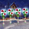 4 Pack 27.5" Lollipop Peppermint Christmas Pathway Lights Outdoor with Bows, Green Red White 80 LED Candy Cane Lights 8 Modes Timer Waterproof, Walkway Markers for Xmas Outsides Garden Yard Decoration by Gift