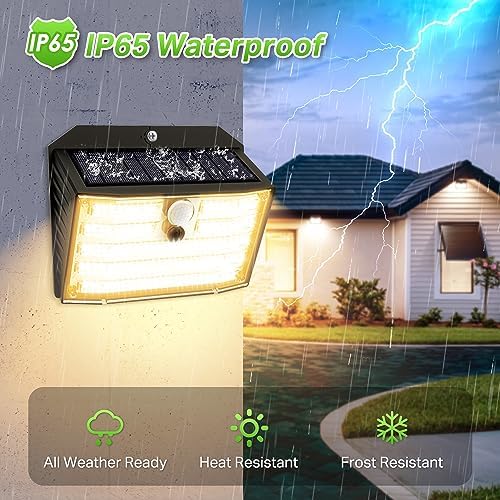 CLAONER Solar Lights Outdoor [ /126 LED], Wireless Motion Sensor Lights, IP65 Waterproof Security Lights 3 Modes, 270° Lighting Angle, Ultra-Bright Wall Lights for Deck Patio Fence Garage - Image 6