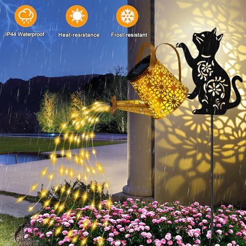 Solar Garden Lights Outdoor Decor, Cat Watering Can Lights for Yard, 1 Pack - Image 2