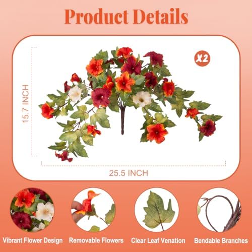 Ammyoo Artificial Fall Flowers Fake Petunias Plants for Outdoor Decoration - Image 2
