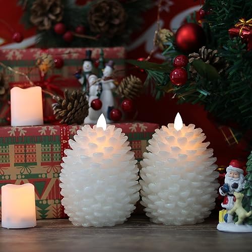 Wondise Pine Cone Flameless Flickering Candles with Remote and Timer - Image 6