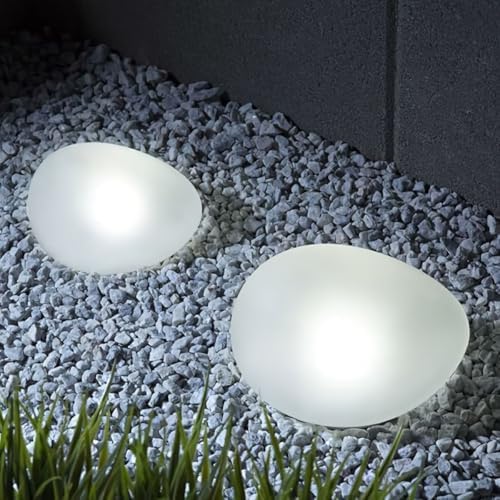 Solar Small Garden Lights Outdoor Glow Cobblestone Shape Lamp Garden Decor Waterproof Landscape Night Lights for Garden Paths, Stairs, Lawns, Patios, Yard, 4 Pack (Cool White) - Image 3