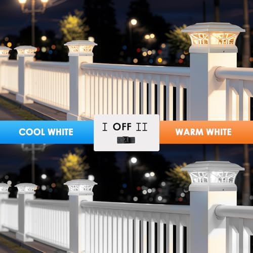 8 Pack Solar Post Cap Lights Outdoor Waterproof, Dual Light, White - Image 3