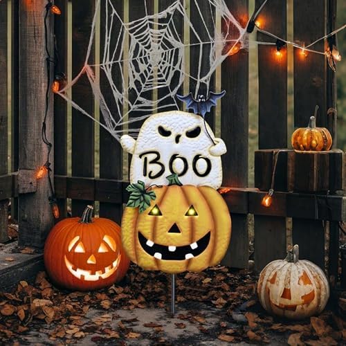 TERESA'S COLLECTIONS Outdoor Halloween Decor Ghost Pumpkin Yard Stake - Image 2