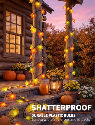 SUNSGNE 13.6FT Fall Lights, 35 LED Maple Leaf Thanksgiving String Lights - Image 5