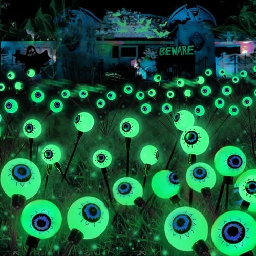 Solar Halloween Decorations Outdoor 6 Pack 36 LED Green Solar Eyeball Light by Halloween