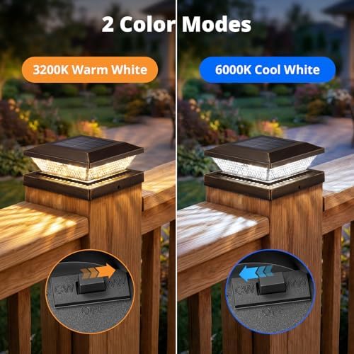 Mlambert 4x4 Solar Post Cap Lights Outdoor 16 Pack, Waterproof Solar Fence Light for Wooden/Vinyl Post, 2 Color Outside Deck Patio Porch Decor, Brown - Image 2