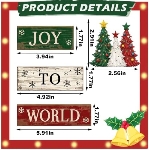 4 Pcs Christmas Tiered Tray Decor, Rustic Distressed Wooden Stacked Block Signs, 3‑Color Christmas Tree 3D Topper Xmas Table Centerpiece, Farmhouse Winter Holiday Mantel Kitchen Shelf Decor - Image 3